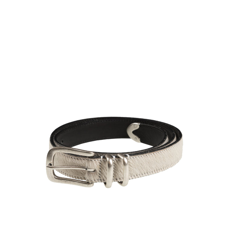 Molebo Refined Double Loop Ponyhair Belt - 85 / White

