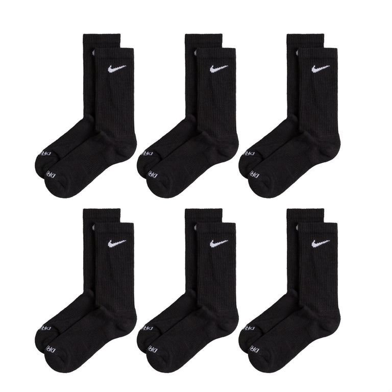 Nike Everyday Plus Cushioned Crew Socks 6 Pack - S / Black / White

