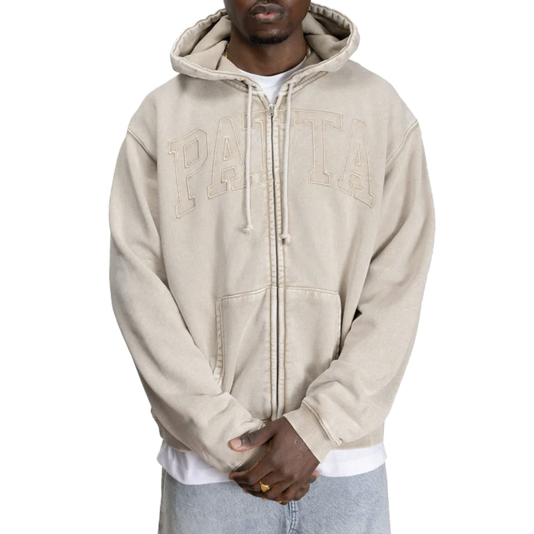 Patta Loopback Logo Zip Hooded Sweater - L / Irish Cream - 5