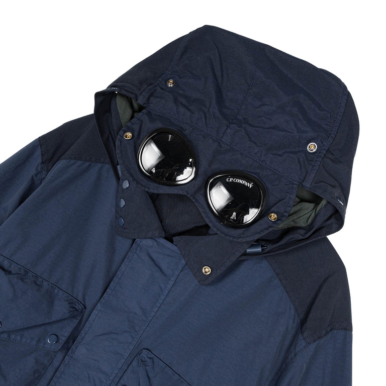 C.P. Company Flatt Nylon Mixed Goggle Overshirt - XL / Midnight Navy - 3