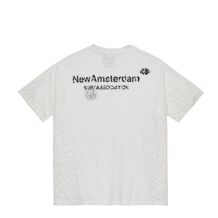 New Amsterdam Surf Association Lace Logo Tee - XL / White / Black
