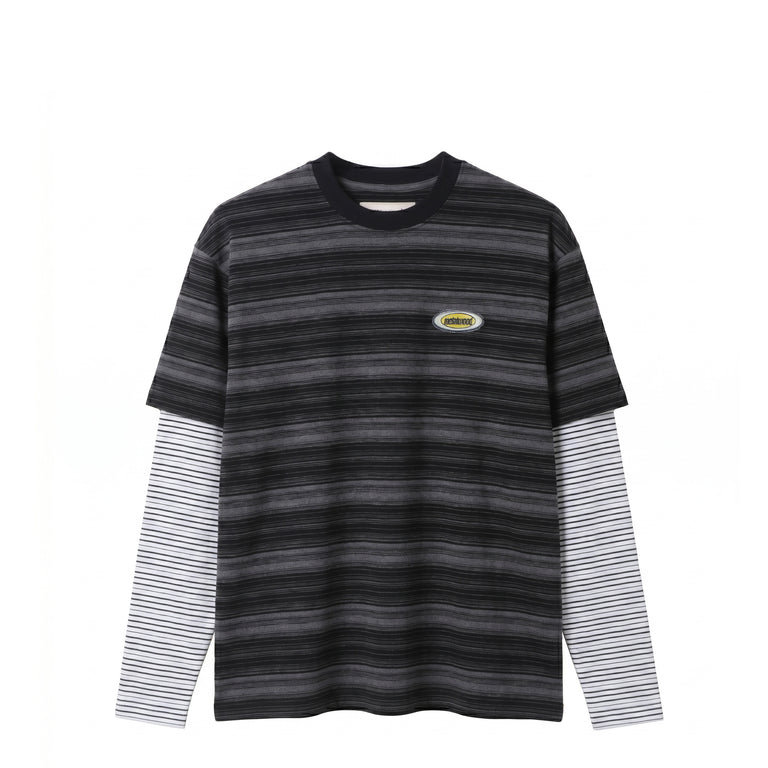 Metalwood Double Layer Striped T-Shirt - L / Black - 1