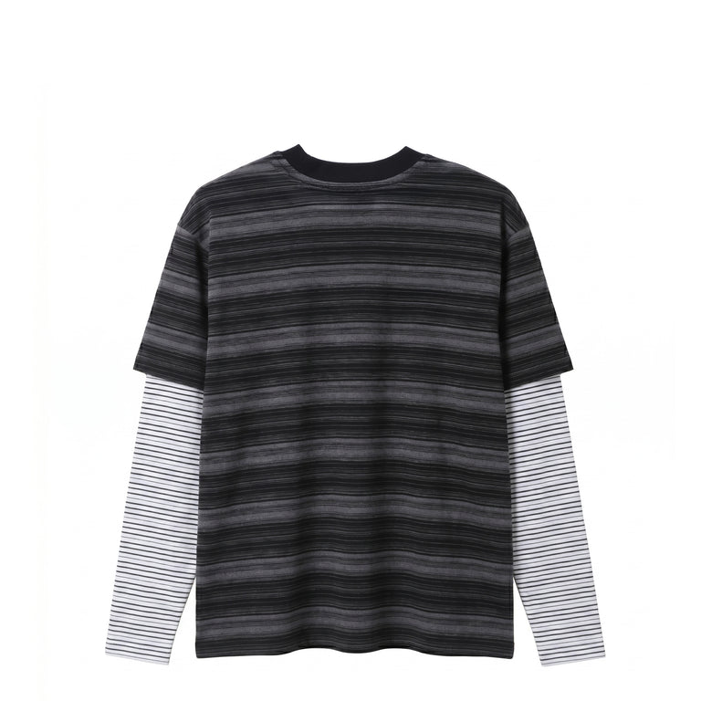 Metalwood Double Layer Striped T-Shirt - L / Black - 2