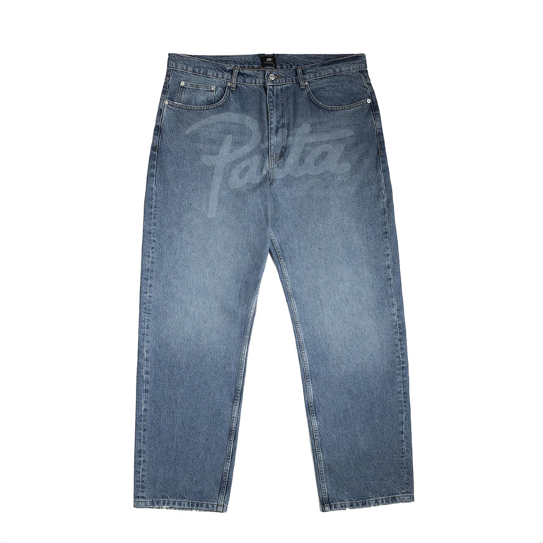 Patta Laserprint Whiskers Denim Pants - 28 / Light Blue Denim
