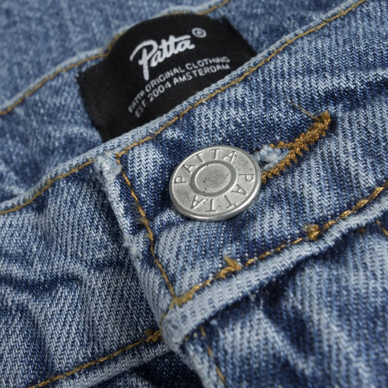 Patta Laserprint Whiskers Denim Pants - 28 / Light Blue Denim - 4