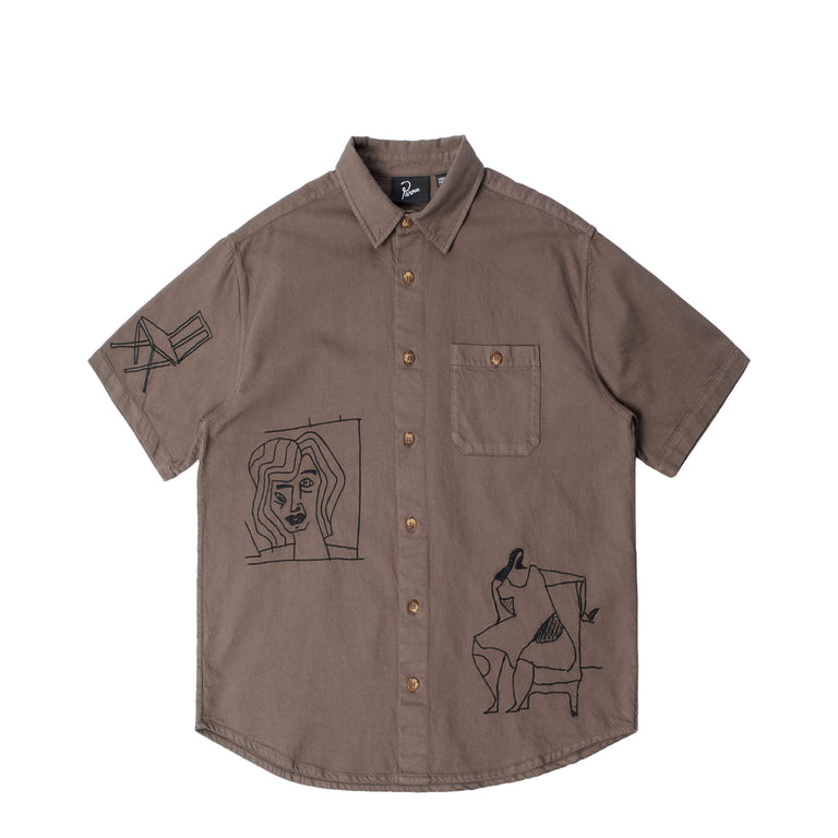 By Parra Crooked Face Short Sleeve Shirt - XXL / Brown
