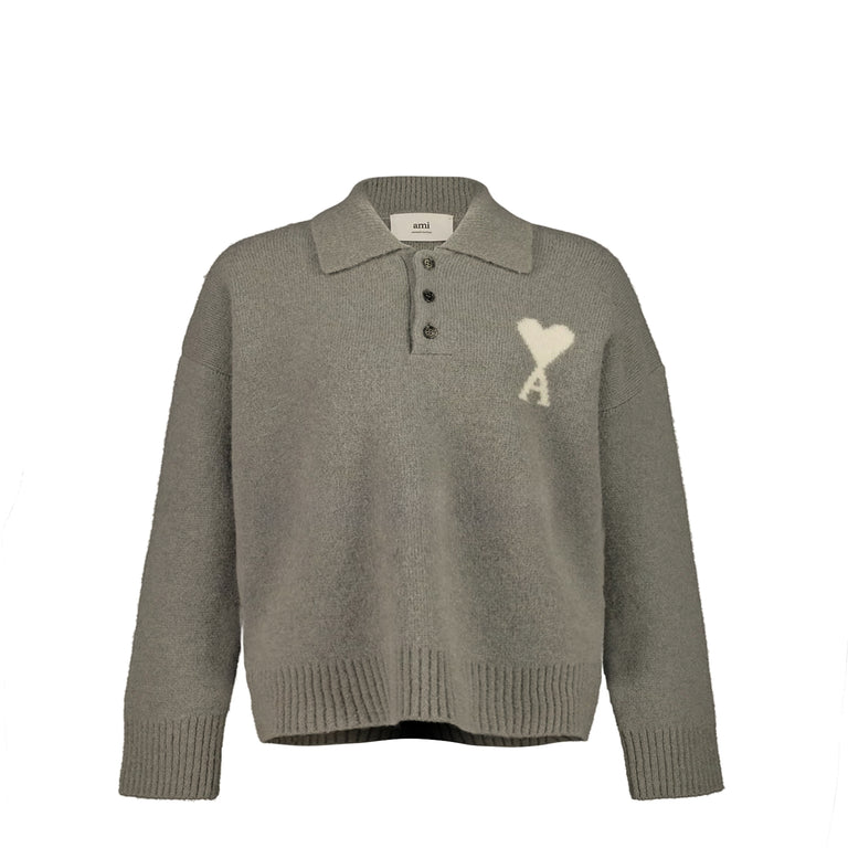 AMI Paris	Ami De Coeur Polo - XL / Grey / Off White

