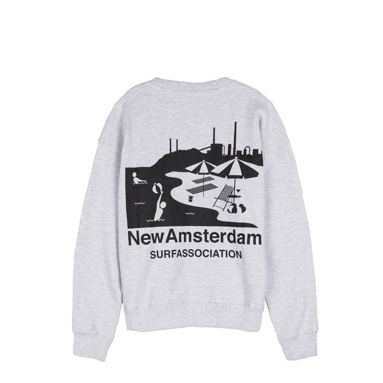 New Amsterdam Surf Association Beach Sign Crewneck - L / Ash
