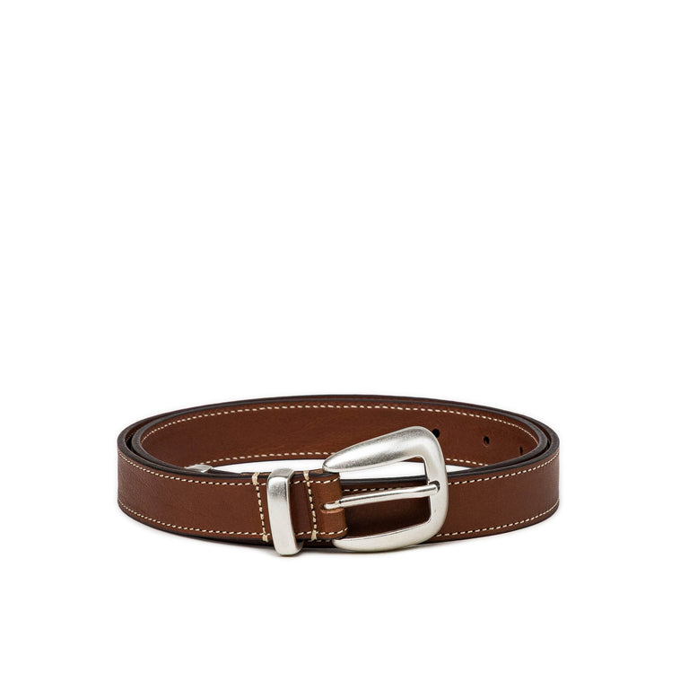 Molebo Soft Leather Triple Hardware Belt - 80 / Cognac - 1