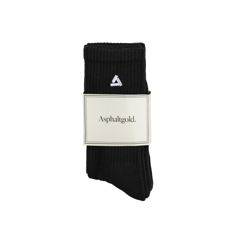 Asphaltgold 3-Pack Stack Logo Socks - 41-46 / Black / White - 3