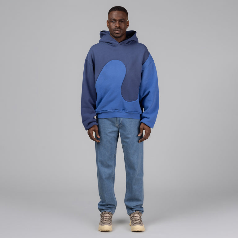 ERL Silk Swirl Knit Hoodie - M / Blue - 2