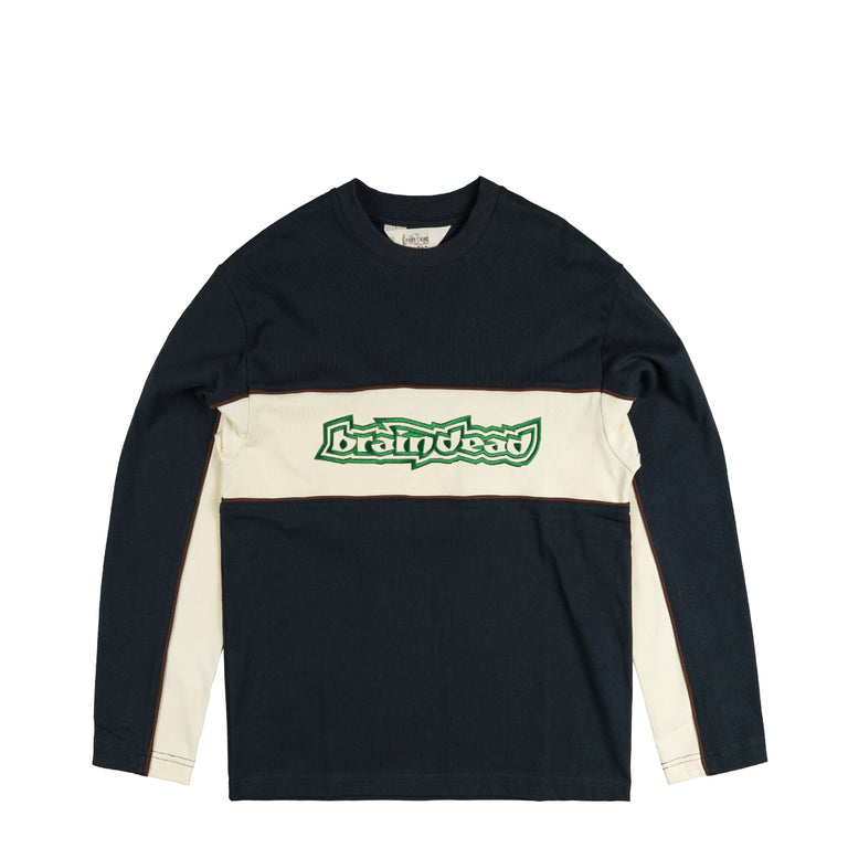 Brain Dead Heavyweight Paneled Long Sleeve Shirt - XL / Navy
