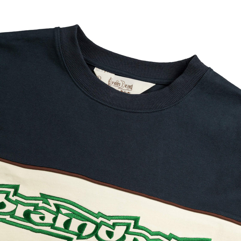 Brain Dead Heavyweight Paneled Long Sleeve Shirt - XL / Navy - 2