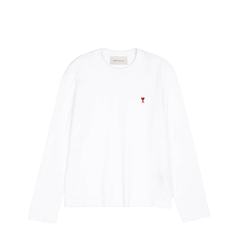 AMI Paris	Red Ami De Coeur Long Sleeve T-Shirt - XL / White
