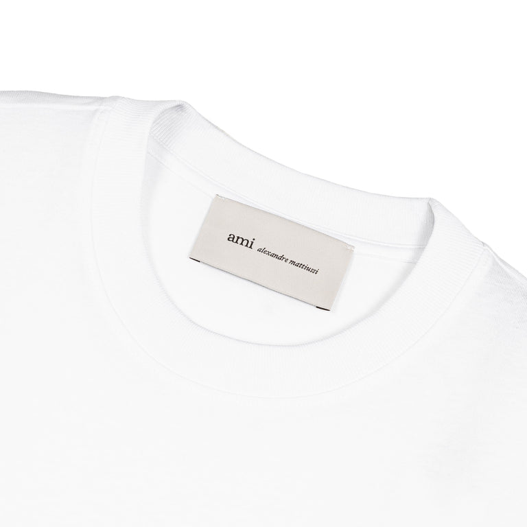 AMI Paris	Red Ami De Coeur Long Sleeve T-Shirt - XL / White - 2