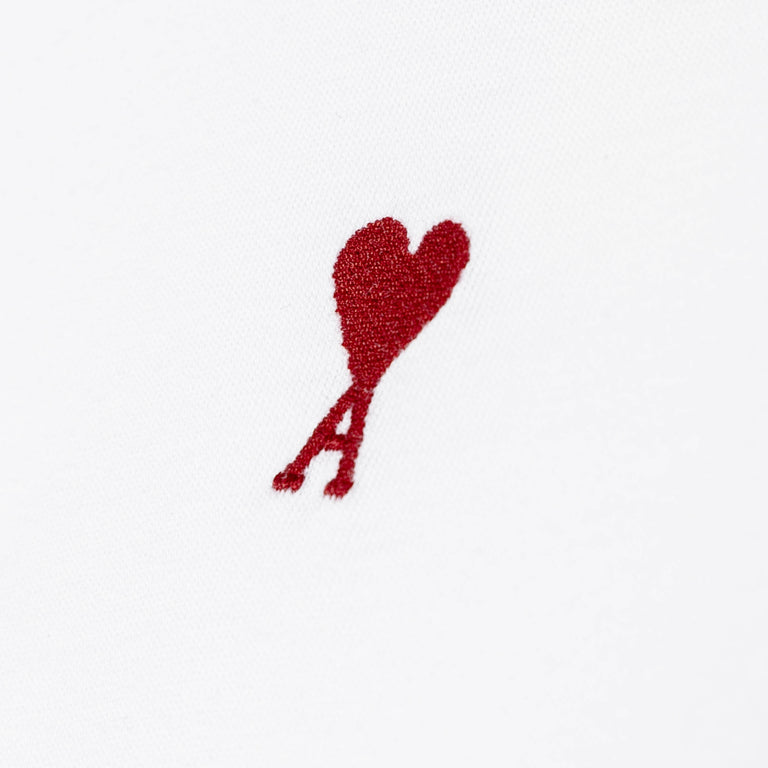 AMI Paris	Red Ami De Coeur Long Sleeve T-Shirt - XL / White - 3