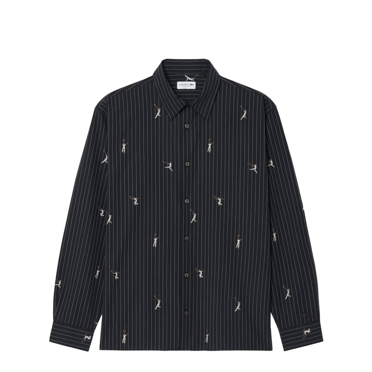 Lacoste Relaxed Fit Embroidered Cotton Shirt - 42 / Black - 1