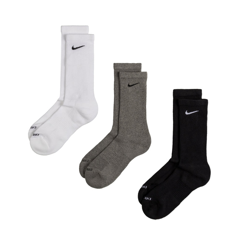Nike	Everyday Cushioned Crew Socks 3 Pack - S / White / Grey / Black
