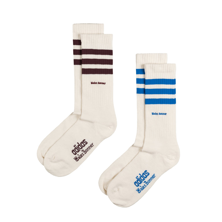 Adidas x Wales Bonner 3 Stripe Sock - XS / Chalk White / Chalk White
