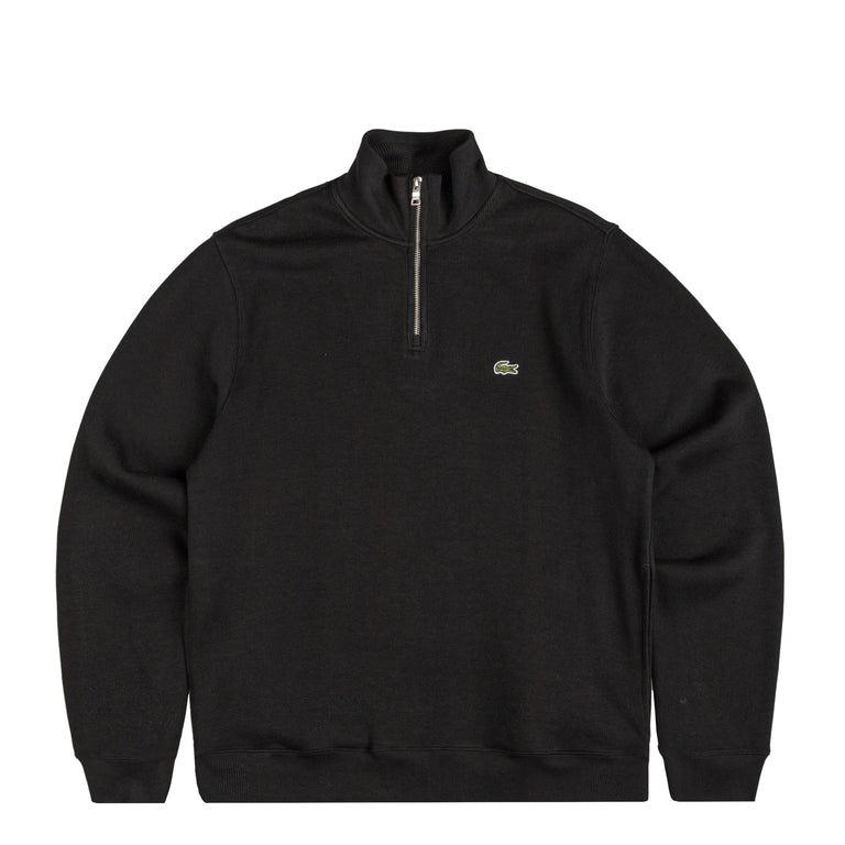 Lacoste Zippered Stand Up Collar Cotton Sweatshirt - L / Black
