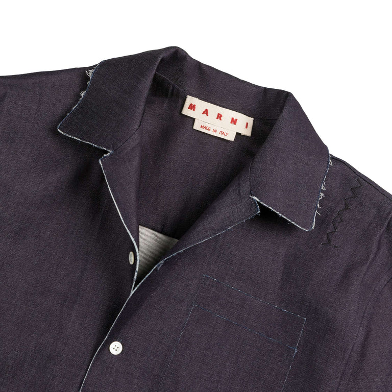 Marni Deep Blue Stretch Denim Trompe L'oeil Shirt - 50 / Blublack - 2