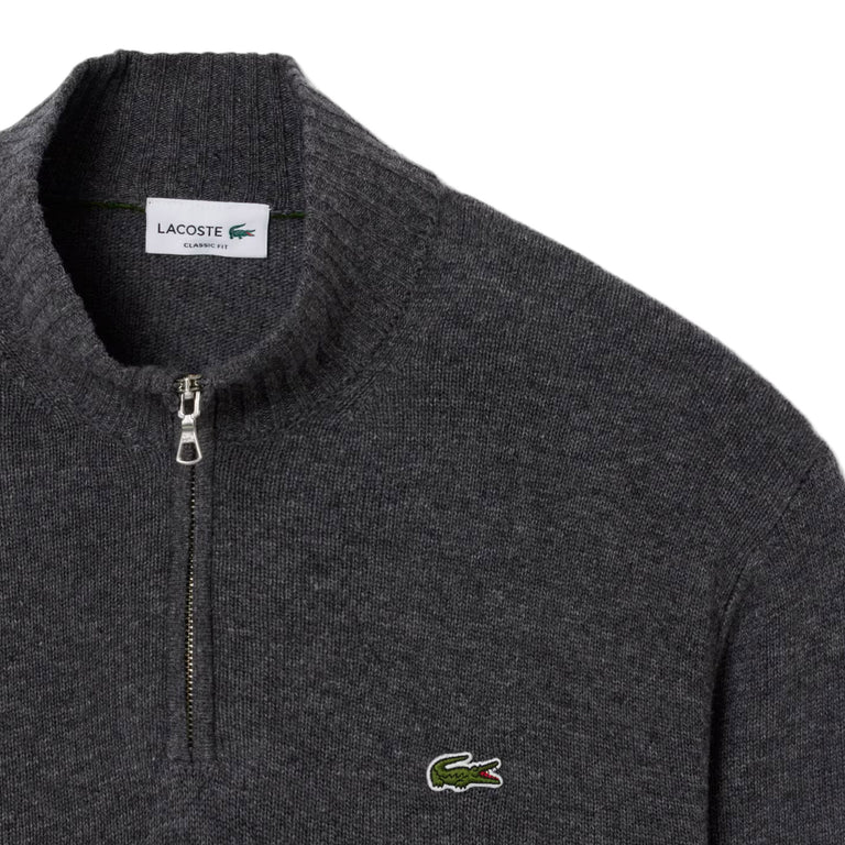 Lacoste High Collar Zip Sweater - XXL / Grey - 3