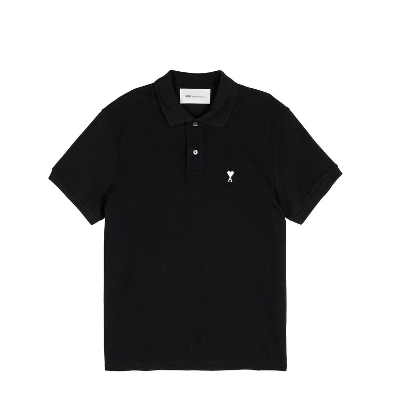 AMI Paris	Short Sleeve Ami De Coeur Polo Shirt - XXL / Black / White Cream
