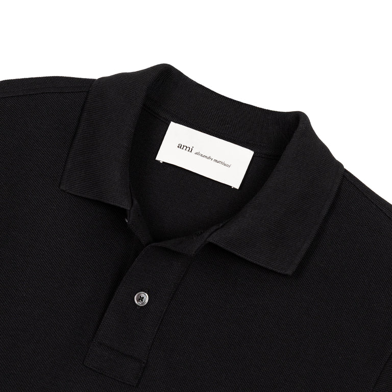 AMI Paris	Short Sleeve Ami De Coeur Polo Shirt - XXL / Black / White Cream - 2