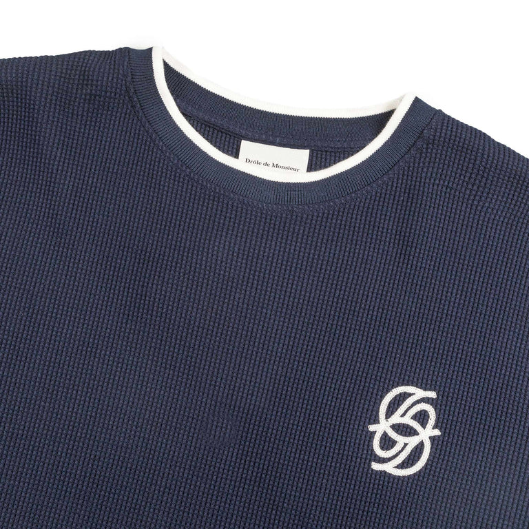 Drole de Monsieur Le T-Shirt Waffle - XL / Navy - 2