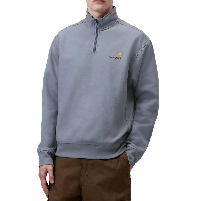 Carhartt WIP Half Zip American Script Sweat - L / Shady Blue - 3