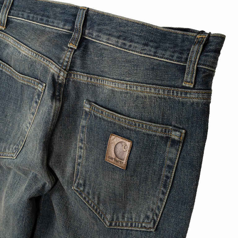 Carhartt WIP Aaron Pant - 33 / Blue Worn Used Wash - 4