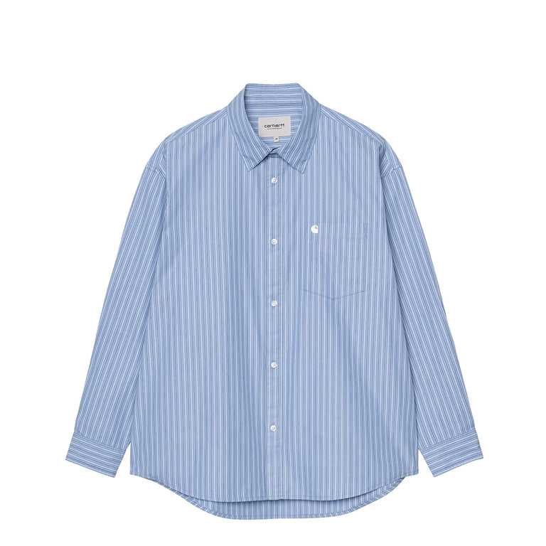 Carhartt WIP L/S Keene Shirt - XXL / Keene Stripe / Curacao - 1