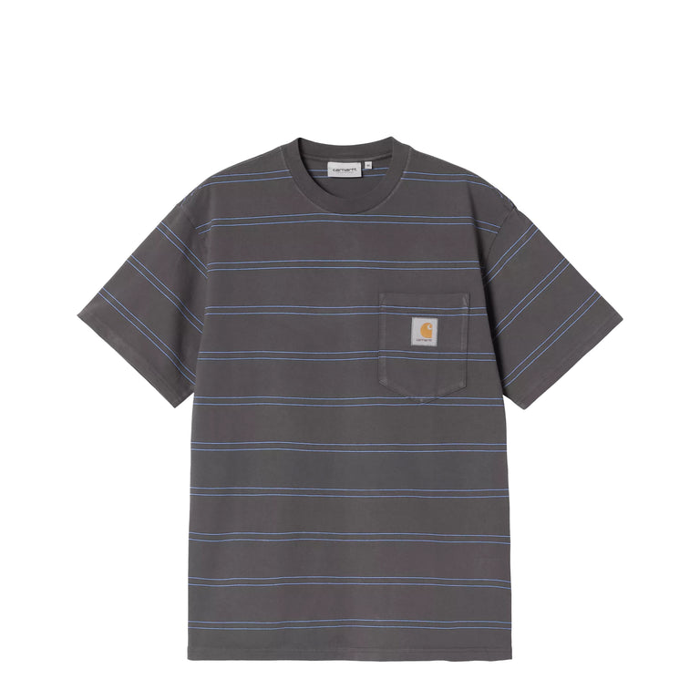 Carhartt WIP Bert Pocket T-Shirt - L / Bert Stripe / Graphite / Curacao - 1