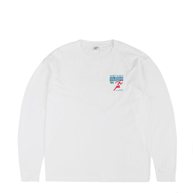 Sporty & Rich LA Marathon Longsleeve Tee - S / White - 1