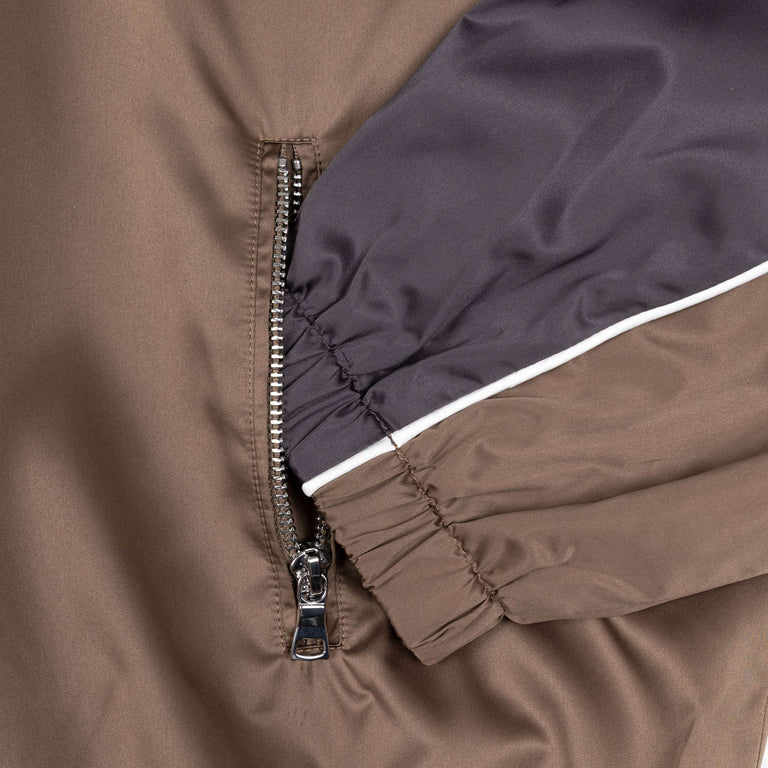 Sporty & Rich Serif Logo Gym Jacket - L / Sand / Carbon / White - 4