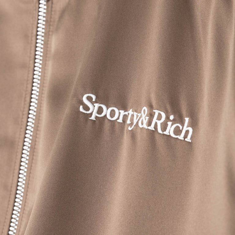 Sporty & Rich Serif Logo Gym Jacket - L / Sand / Carbon / White - 5