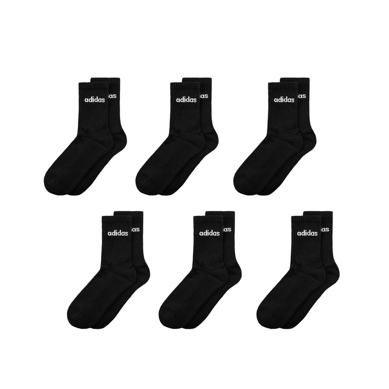 Adidas Cushioned Linear Crew Socks 6 Pack - S / Black / White - 1