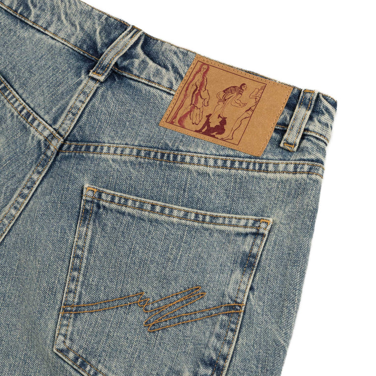 Martine Rose Wallet Jean - S / Blue Patchwork Wash - 5