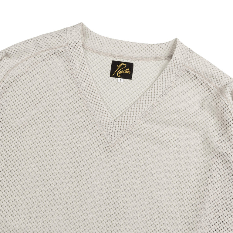 Needles L/S V-Neck Tee - Raschel Lace - S / Light Grey - 2