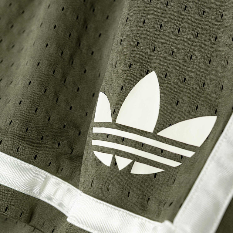 Adidas	Originals Basketball Warp Knit Short - L / Olive Strata / Ivory - 3