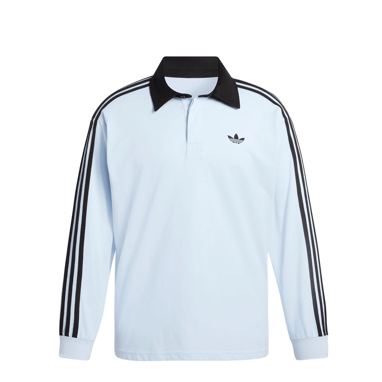 Adidas 3-Stripes Rugby Longsleeve Polo Shirt - XXL / Crystal Sky
