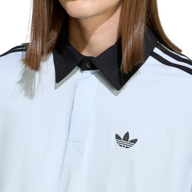 Adidas 3-Stripes Rugby Longsleeve Polo Shirt - XXL / Crystal Sky - 2