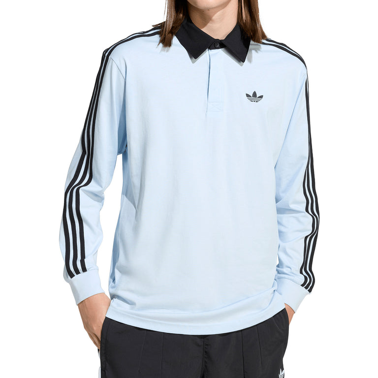 Adidas 3-Stripes Rugby Longsleeve Polo Shirt - XXL / Crystal Sky - 3