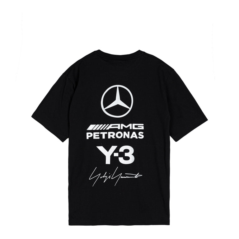 Adidas Y-3 x Mercedes-AMG PETRONAS F1 Team Logo Stack Short Sleeve Tee - L / Black - 1