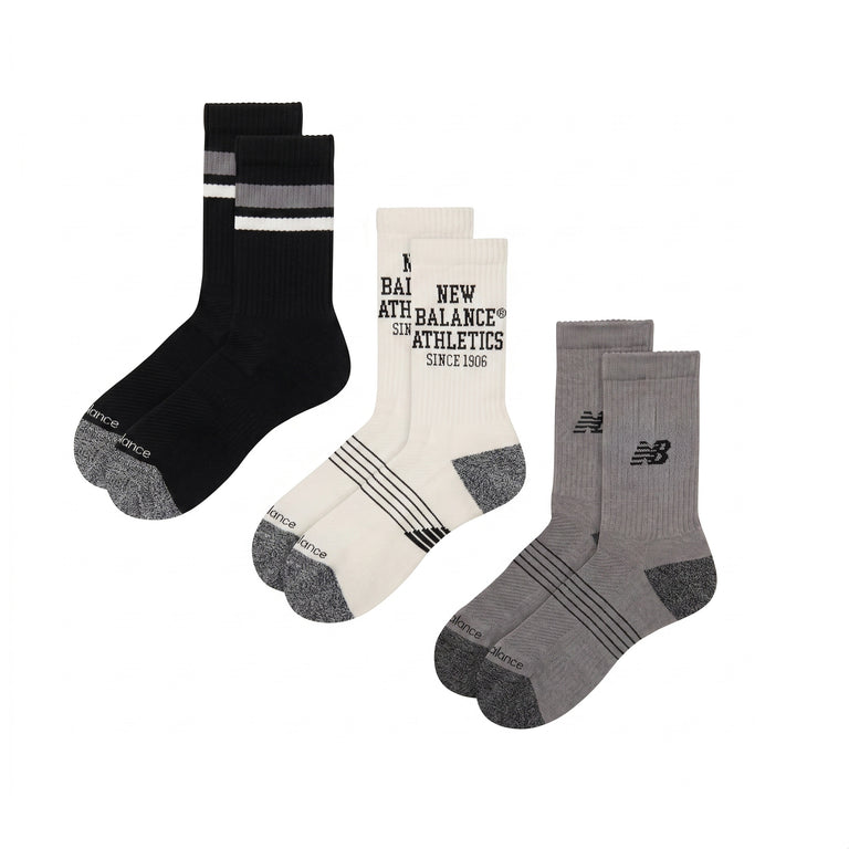 New Balance Active Graphic Crew Socks 3 Pack - S / Black Multi - 1