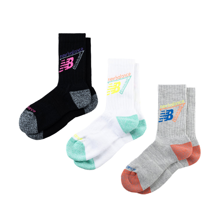 New Balance Active Graphic Crew Socks 3 Pack - M / Oxford Blue / Black
