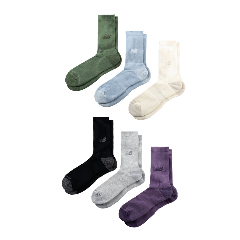 New Balance Active Crew Socks 6 Pack - S / Oregano / Oxford Blue - 1