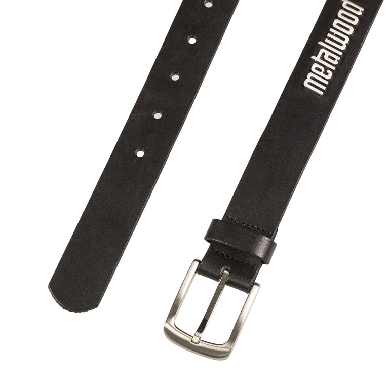 Metalwood Metal Logo Leather Studded Belt - S/M / Black - 2