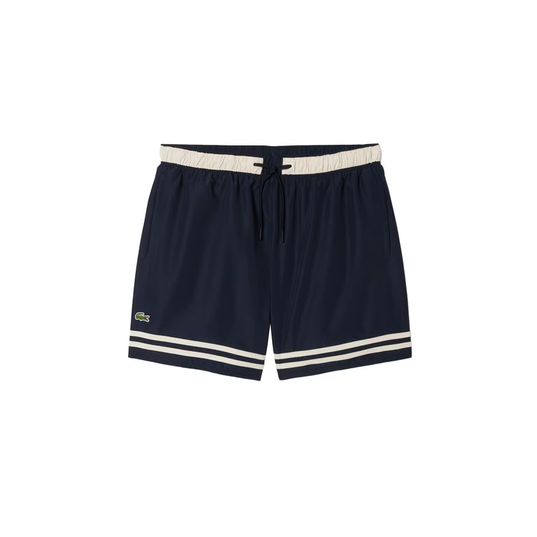 Lacoste Contrast Stripe Swim Trunks - M / Blackbird / Naturel Clair
