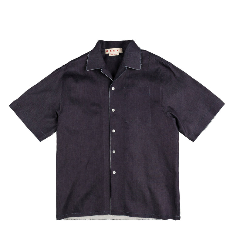 Marni Deep Blue Stretch Denim Trompe L'oeil Shirt - 50 / Blublack - 1